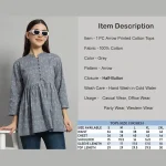 Women's Gray Arrow Printed Top Craft Cotton Blouse - Image 8