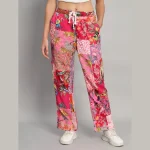 Women's Pink Patchwork Trousers Size 28 To 36 - Image 3