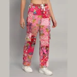 Women's Pink Patchwork Trousers Size 28 To 36 - Image 5