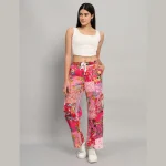 Women's Pink Patchwork Trousers Size 28 To 36 - Image 2