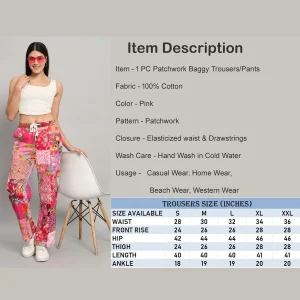 Women's Pink Patchwork Trousers Size 28 To 36 - Image 8