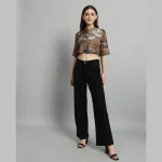 Women's Summer Brown Paisley Print Short Sleeve Tops / T-Shirt - Image 6