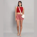 Women's Summer Cotton Shorts Red Stripe