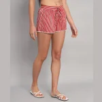 Women's Summer Cotton Shorts Red Stripe - Image 5
