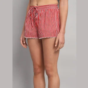 Women's Summer Cotton Shorts Red Stripe - Image 6
