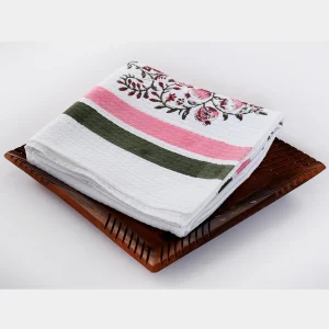 Women's White Floral Print 100%Cotton Towel - Image 3