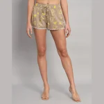 Women's Workout Wear Shorts Brown Triangle Print - Image 3