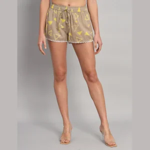 Women's Workout Wear Shorts Brown Triangle Print - Image 3