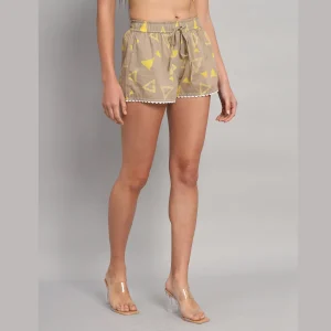 Women's Workout Wear Shorts Brown Triangle Print - Image 5
