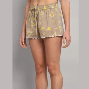 Women's Workout Wear Shorts Brown Triangle Print - Image 6