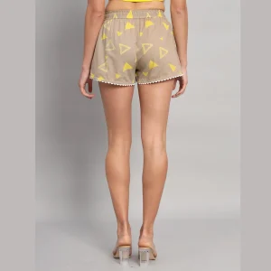 Women's Workout Wear Shorts Brown Triangle Print - Image 7
