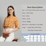 Yellow Floral Print Cotton Short Sleeve T-Shirts - Image 8