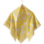 Yellow Floral Print Pure Cotton Scarf 40"x 40"