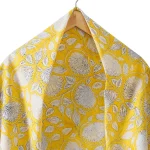 Yellow Floral Print Pure Cotton Scarf 40"x 40" - Image 3