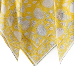 Yellow Floral Print Pure Cotton Scarf 40"x 40" - Image 4
