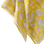 Yellow Floral Print Pure Cotton Scarf 40"x 40" - Image 5