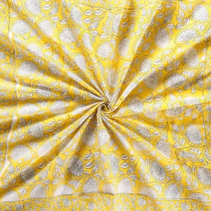 Yellow Floral Print Pure Cotton Scarf 40"x 40" - Image 6