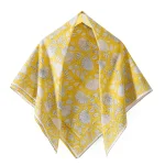 Yellow Floral Print Pure Cotton Scarf 40"x 40" - Image 2