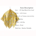 Yellow Floral Print Pure Cotton Scarf 40"x 40" - Image 7