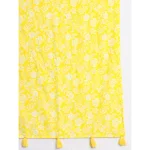 Yellow Hand Block Floral Printed Cotton Scarf For Women - Image 5