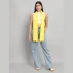 Yellow Hand Block Floral Printed Cotton Scarf For Women - Image 4