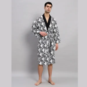 Zebra Printed Men's Kimono Bathrobe - Image 3