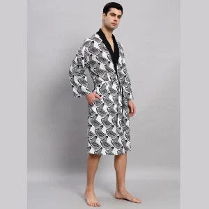 Zebra Printed Men's Kimono Bathrobe - Image 4
