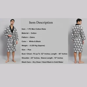 Zebra Printed Men's Kimono Bathrobe - Image 7
