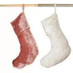 18"Large Crushed Velvet Christmas 2 PC Stockings Set