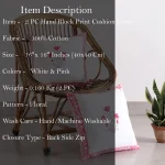 2 PC Hand Block Floral Print Cushion Cover (Pink) - Image 6