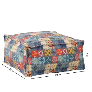 22" Inch Pouf Cover Natural Cotton Room Ottoman Cover - Image 4