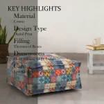 22" Inch Pouf Cover Natural Cotton Room Ottoman Cover - Image 5