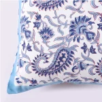 2Pc Blue Cushion Cover Hand Block Paisley Print - Image 3