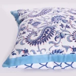 2Pc Blue Cushion Cover Hand Block Paisley Print - Image 4