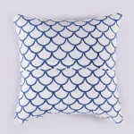 2Pc Blue Cushion Cover Hand Block Paisley Print - Image 5