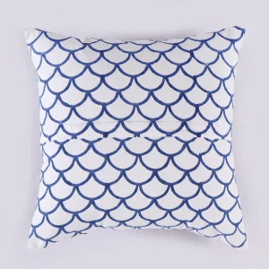 2Pc Blue Cushion Cover Hand Block Paisley Print - Image 5