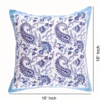 2Pc Blue Cushion Cover Hand Block Paisley Print - Image 7