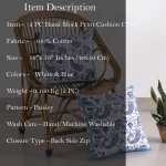 2Pc Blue Cushion Cover Hand Block Paisley Print - Image 6