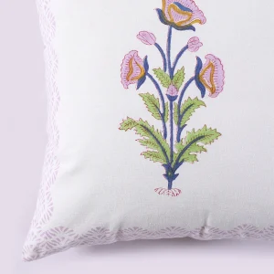 2PC Cotton Purple Floral Print Soft Cushion Cover - Image 4