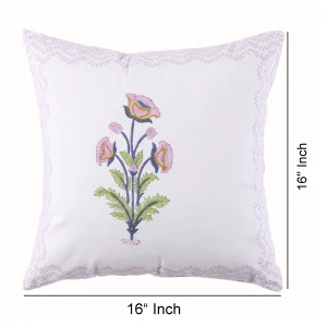 2PC Cotton Purple Floral Print Soft Cushion Cover - Image 6