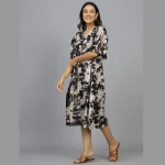 Beautiful Black & Beige Leaf Cotton Kaftans - Image 2