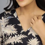 Beautiful Black & Beige Leaf Cotton Kaftans - Image 4