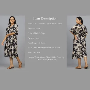 Beautiful Black & Beige Leaf Cotton Kaftans - Image 7