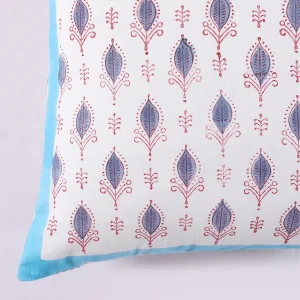 Beautiful Blue Leaf Print Cushion Cover Set - Image 4