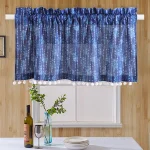 Beautiful Blue Polka Dot Print Kitchen Curtain