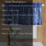 Beautiful Blue Polka Dot Print Kitchen Curtain - Image 4