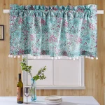 Beautiful Floral Print Window Curtain Turquoise