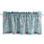 Beautiful Floral Print Window Curtain Turquoise - Image 2