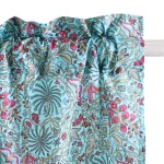 Beautiful Floral Print Window Curtain Turquoise - Image 3