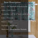Beautiful Floral Print Window Curtain Turquoise - Image 4